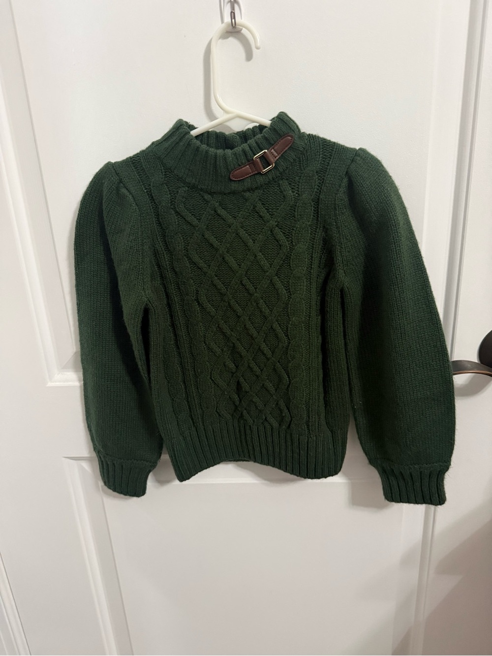 Janie and Jack Forest Green Cable Knit Turtleneck Sweater with Buckle